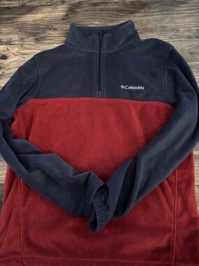 Men-Columbia Two-Tone Half-Zip Fleece - Navy and Burgundy-large
